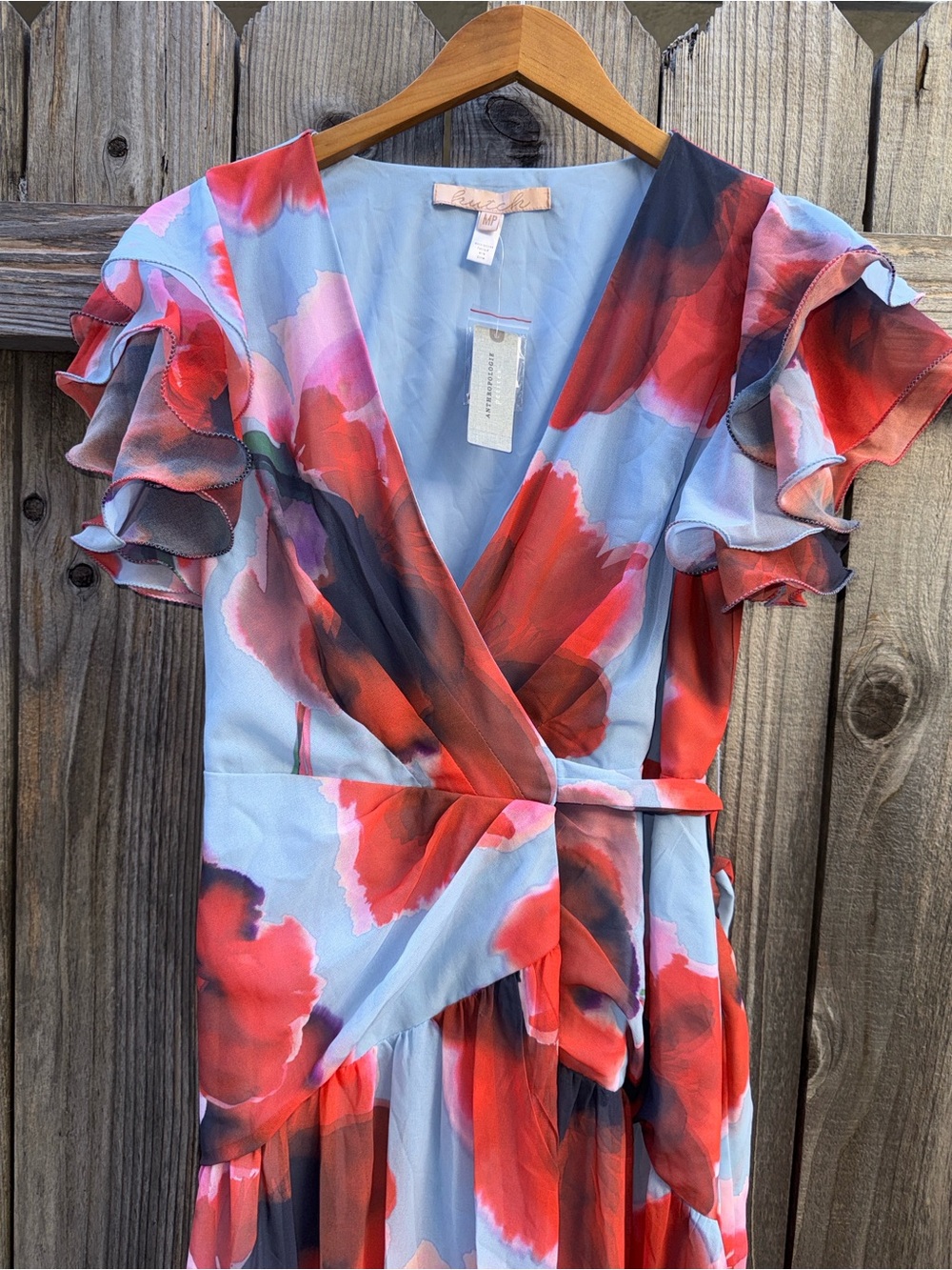 Hutch Anthropologie Zola Flutter-Sleeve Wrap Maxi Dress Size MP - Picture 10 of 13